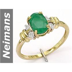 1.23 ct Emerald & Diamond Ring 14kt Gold