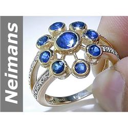 1.92 ct Blue Sapphire & Diamond Ring 14kt Gold