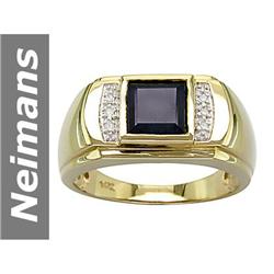2.53 ct Sapphire & Diamond Gents Ring 14kt Gold