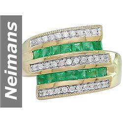 1.27 ct Emerald & Diamond Ring 14kt Gold