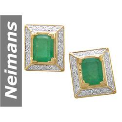 4.29 ct Emerald & Diamond Earrings 14kt Gold