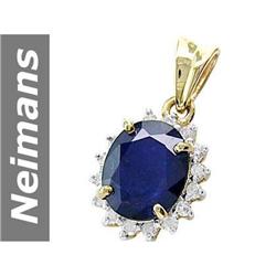 6.4 ct Sapphire & Diamond Pendant 14kt Gold