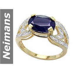 4.56 ct Sapphire & Diamond Ring 14kt Gold