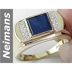 2.9 ct Sapphire & Diamond Gents Ring 14kt Gold
