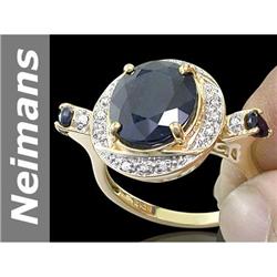 6.47 ct Blue Sapphire & Diamond Ring 14kt Gold