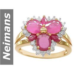 3.35 ct Ruby & Diamond Ring 14kt Gold
