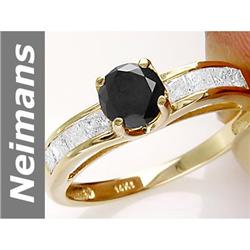 1.19 ct Black & White Diamond Ring 14kt Gold