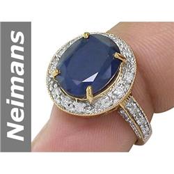 6.36 ct Sapphire & Diamond Ring 14kt Gold