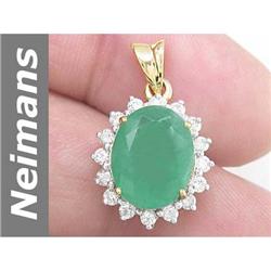 5.65 ct Emerald & Diamond Pendant 14kt Gold