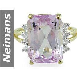 9.50 ct Pink Kunzite & Diamond Ring 14kt Gold