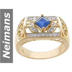 0.98 ct Sapphire & Diamond Gents Ring 14kt Gold