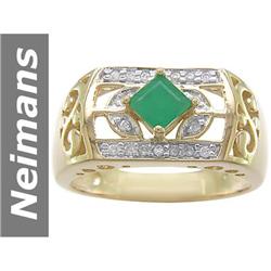 0.78 ct Emerald & Diamond Gents Ring 14kt Gold