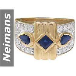 1.85 ct Blue Sapphire & Diamond Ring 14kt Gold