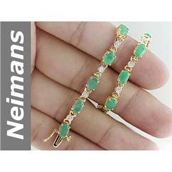 7.65 ct Emerald & Diamond Bracelet 14kt Gold