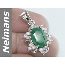 Huge 5.04 ct Emerald & Diamond Pendant 14kt Gold $1NR
