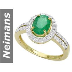 1.42 ct Emerald & Diamond Ring 14kt Gold
