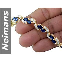 12.26 ct Sapphire & Diamond Bracelet 14kt Gold