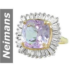10.96 ct Pink Kunzite & Diamond Ring 14kt Gold