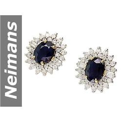 6.8 ct Sapphire & Diamond Earrings 14kt Gold