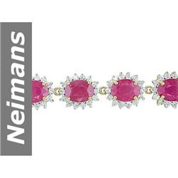 32.76 ct Ruby & White Sapphire Bracelet 14kt Gold