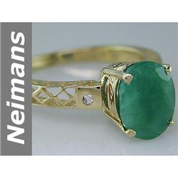 Art Deco 1.63 ct Emerald & Diamond Ring 14kt Gold NR