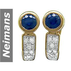0.9 ct Sapphire & Diamond Earrings 14kt Gold