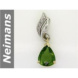 2.42 ct Green Apatite & Diamond Pendant 14kt Gold