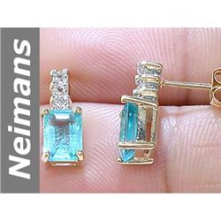 2.22 ct Apatite & White Sapphire Earrings 14kt Gold