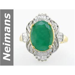 Incredible 6.43 ct Emerald & Diamond Ring 14kt Gold NR