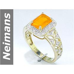 1.18 ct Fire Opal & Diamond Ring 14kt Gold