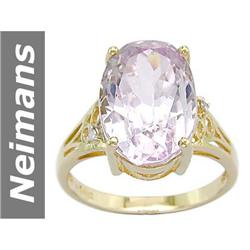 9.01 ct Pink Kunzite & Diamond Ring 14kt Gold