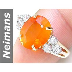 4.58 ct Fire Opal & White Sapphire Ring 14kt Gold