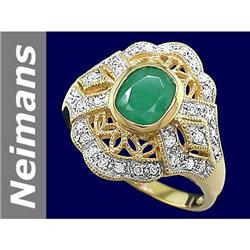 1.26 ct Emerald & Diamond Ring 14kt Gold
