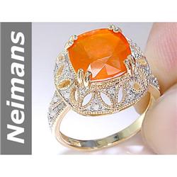2.6 ct Fire Opal & Diamond Ring 14kt Gold