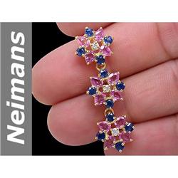 5.19 ct Blue, Pink, White Sapphire Pendant 14kt Gold