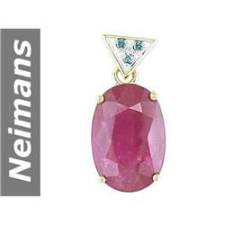 11.02 ct Blue Diamond & Ruby Pendant 14kt Gold