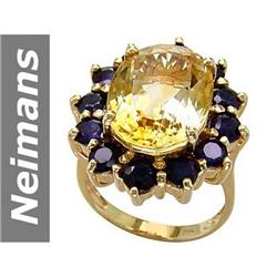 13.56 ct Citrine & Sapphire Ring 9kt Gold