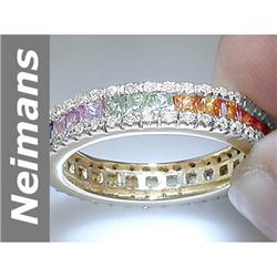 2.88 ct Blue, Green, Orange, Pink, Yellow Sapphi & Diamond Ring 14kt Gold
