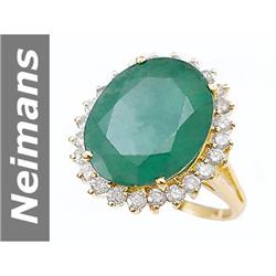 Rare 12.06 ct Emerald & Diamond Ring 14kt Gold No Res