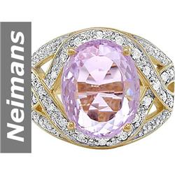 7.74 ct Pink Kunzite & Diamond Ring 14kt Gold