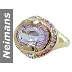 9.36 ct Pink Kunzite & Pink Sapphire & Diamond Ring 14kt Gold