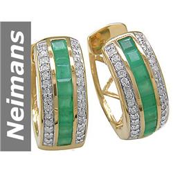 2.9 ct Emerald & Diamond Earrings 14kt Gold