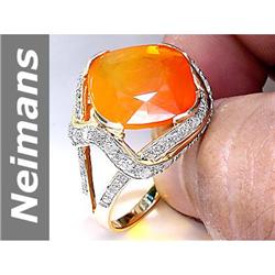 9.62 ct Fire Opal & Diamond Gents Ring 14kt Gold