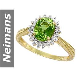 2.48 ct Green Apatite & Diamond Ring 14kt Gold