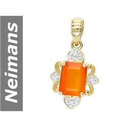 1.11 ct Fire Opal & Diamond Pendant 14kt Gold