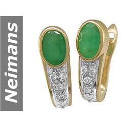 1.08 ct Emerald & Diamond Earrings 14kt Gold