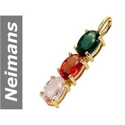 1.87 ct Green, Pink Sapphire & Songea Pendant 14kt Gold