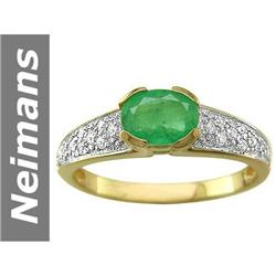 0.88 ct Emerald & Diamond Ring 14kt Gold