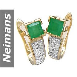 0.64 ct Emerald & Diamond Earrings 14kt Gold
