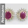 Image 1 : 6 ct Ruby & Diamond Earrings 14kt Gold